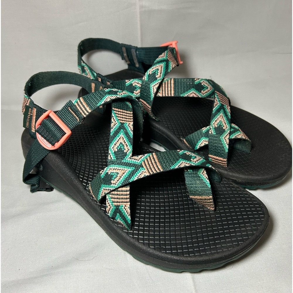 Chaco Green and Black Sandals